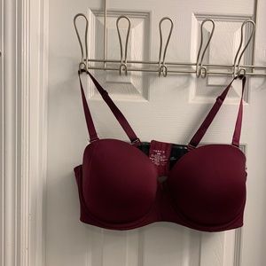 TORRID MERLOT MICROFIBER PUSH-UP STRAPLESS BRA 44D